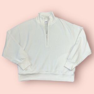 Gap Factory 1/2 Zip Mock Neck Fleece Pullover In White Size Medium